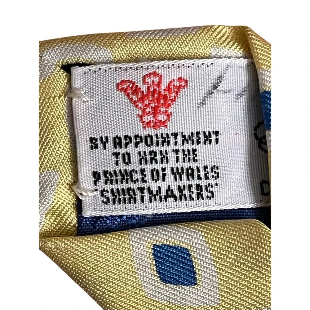 Turnbow Asser to Honor the Prince of Wales Shirtmaker Tie Yellow Blue Diamonds